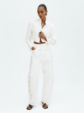 NWT H&M EDITION EYELET EMBROIDERED JEANS Sz 2 & 10
